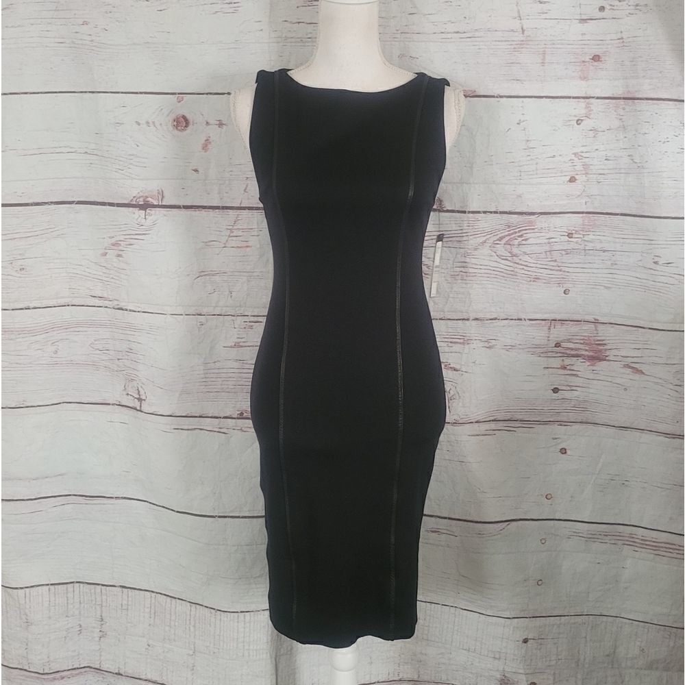 Alice + Olivia Employed Leather Trim Dress NWT‎